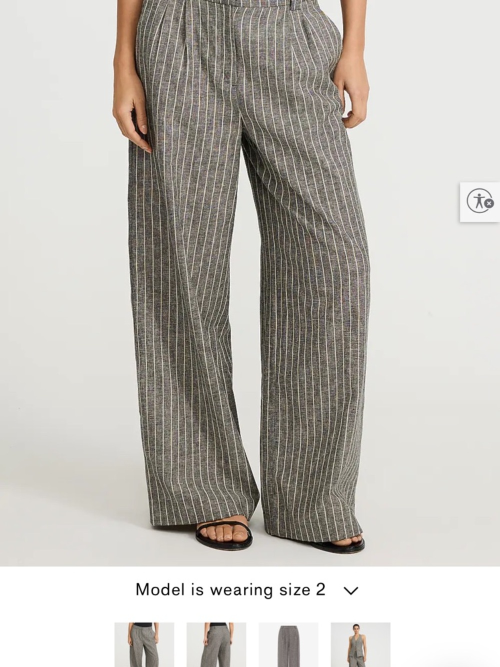 Express Cotton-Linen Striped High Waisted Relaxed Trouser